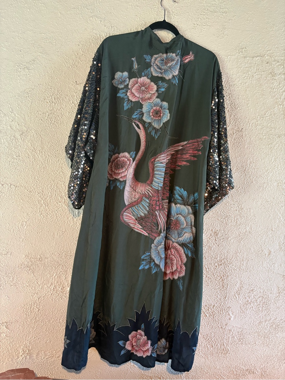 Free People Dark Green Sequined Kimono - Picture 2 of 9